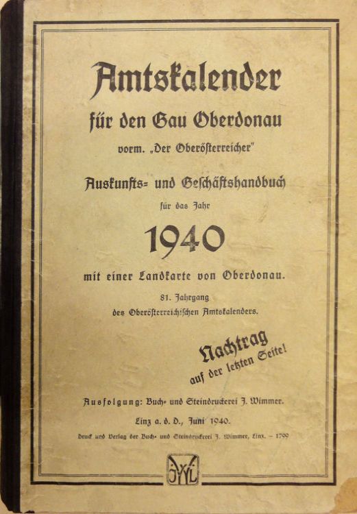 Amtskalender für den Gau Oberdonau 1940